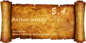 Baltes Anikó névjegykártya